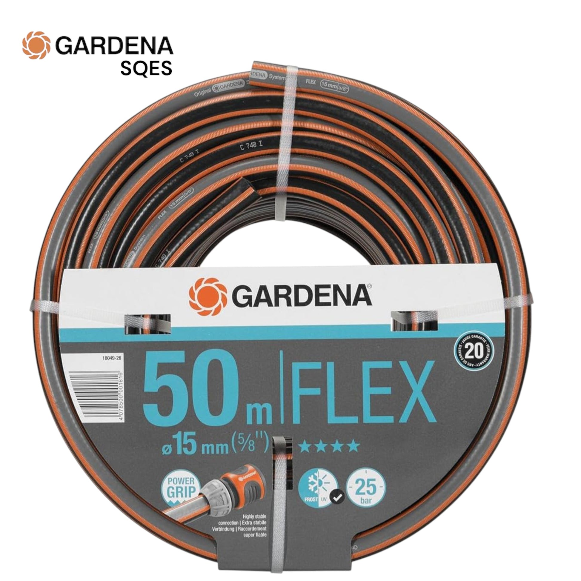 Tuyau d'Arrosage Comfort Flex 15 mm (5/8") 50m GARDENA Réf. 18049-26 — Flexibilité Maximale, Résistant UV & Gel, Grands Jardins Tunisie | SQES
