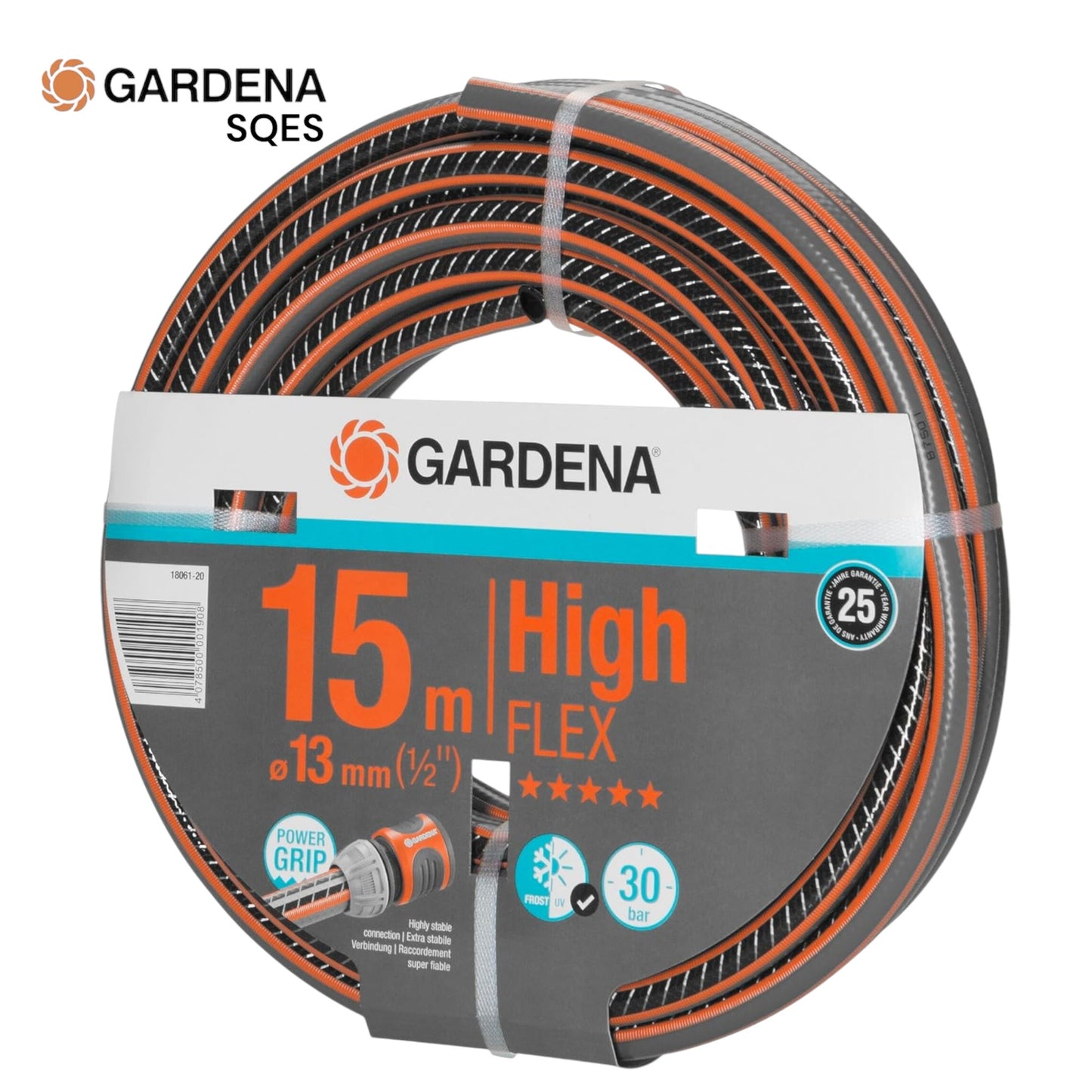 Tuyau d'Arrosage Comfort HighFlex 15 mm (5/8") 25m GARDENA Réf. 18075-26 — Anti-Torsion, Résistant UV & Gel, Professionnel, Jardins Tunisie | SQES
