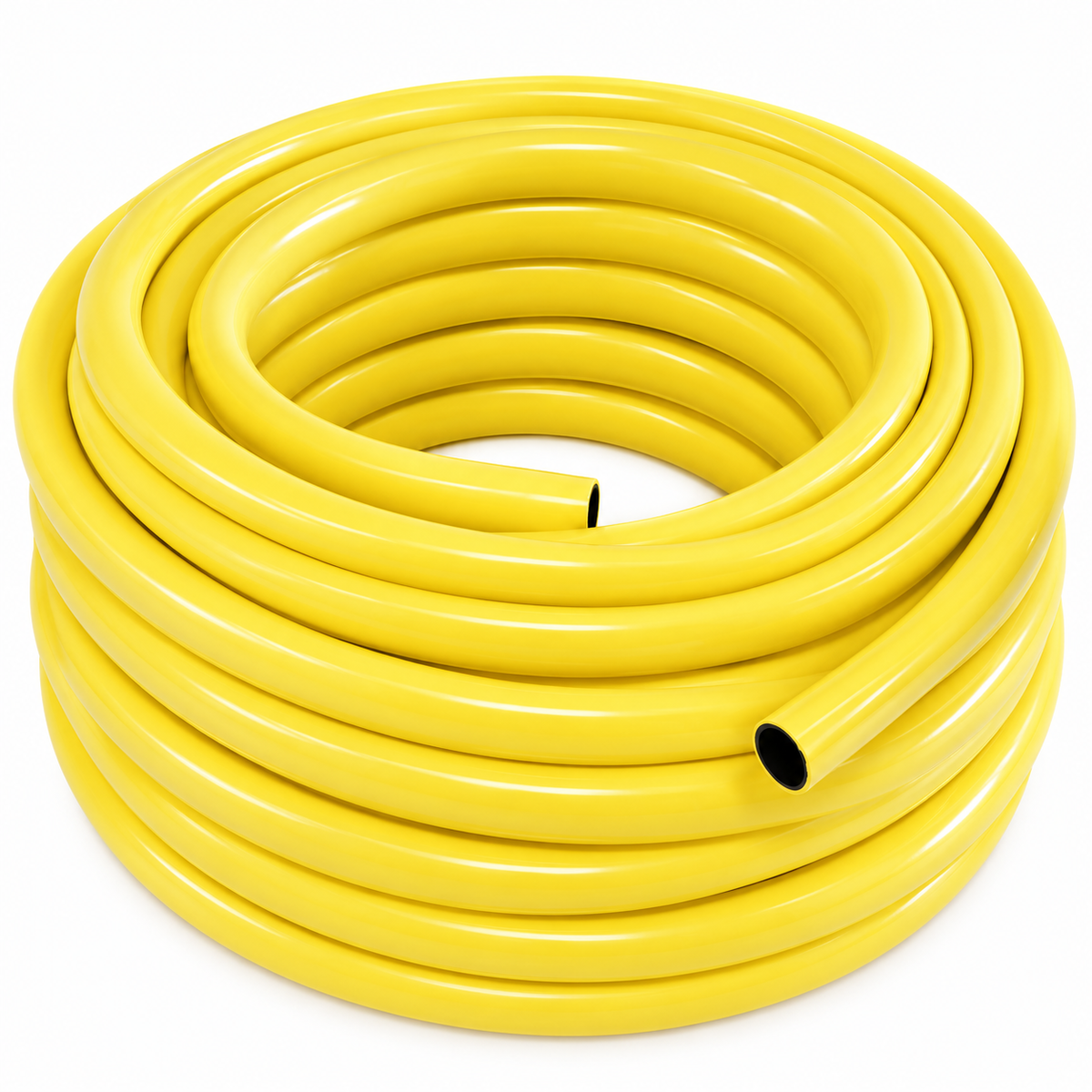 Tuyau d’arrosage jaune 19/24 conditionné en rouleau complet de 25 mètres.
