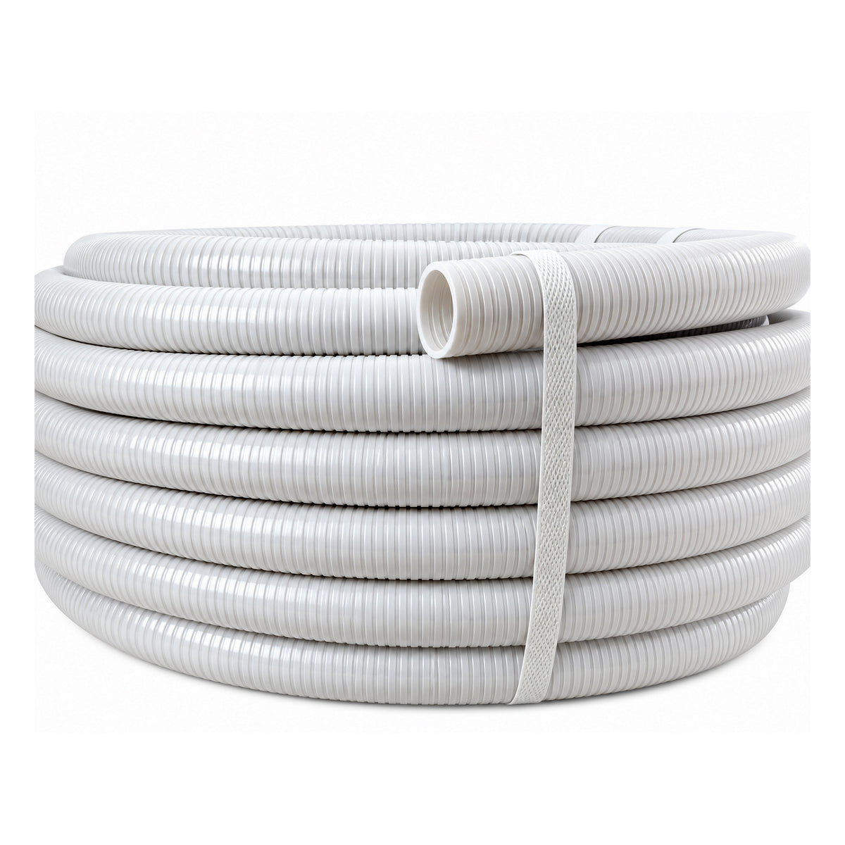 Tuyau PVC renforcé blanc annelé en rouleau de 30 m, sections 20×25 ou 25×32 mm – SQES