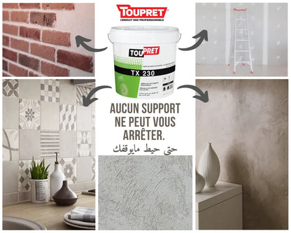 Mastic Faience - Enduit de Lissage TOUPRET TX 230 – Intérieur et extérieur - SQES