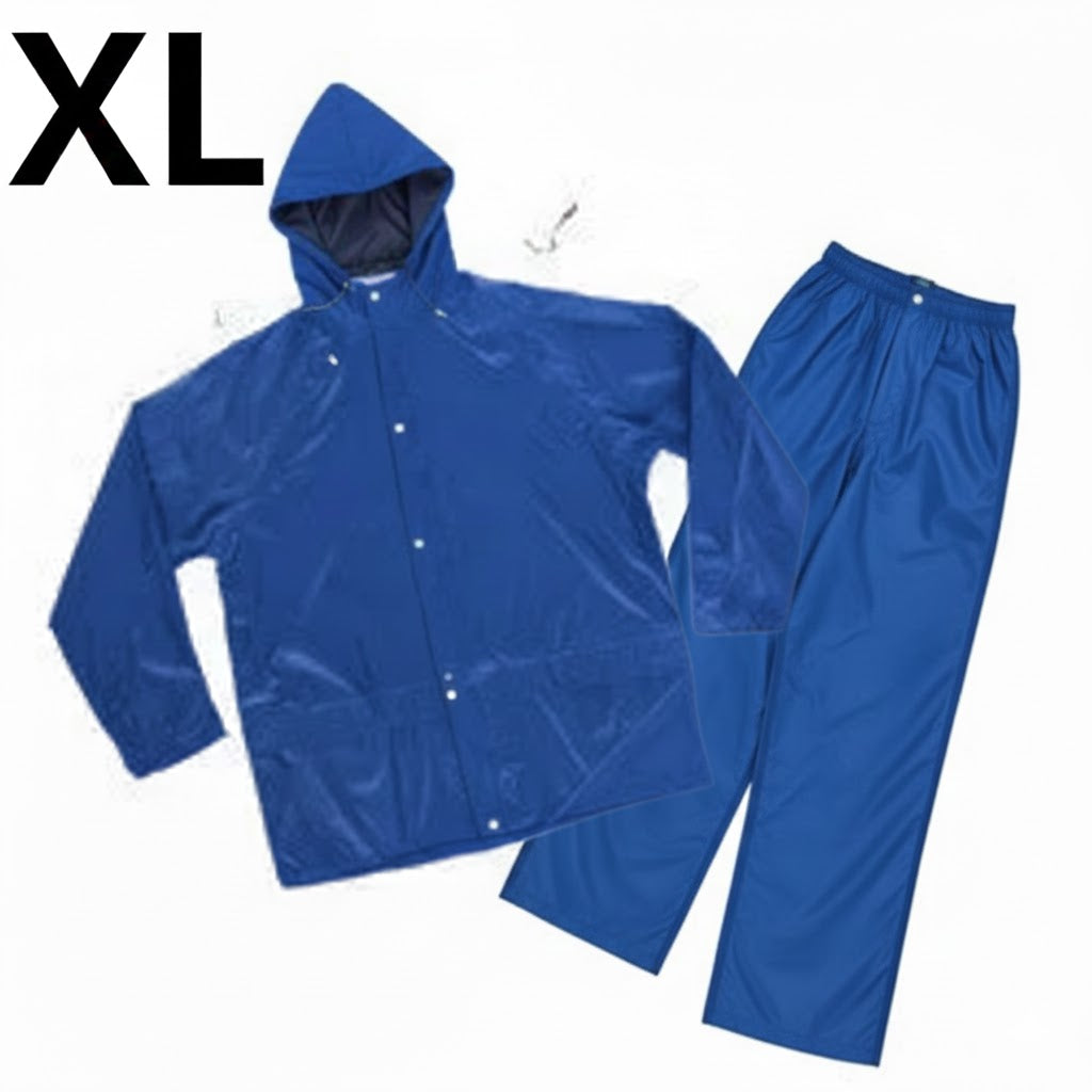Ensemble imperméable de pluie Veste + Pantalon, Bleu Marine, XL