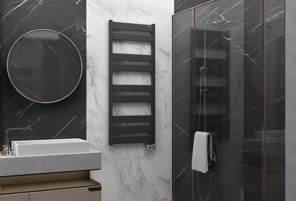 Radyal Sèche Serviette Aluminium Noir mat - 70cm -