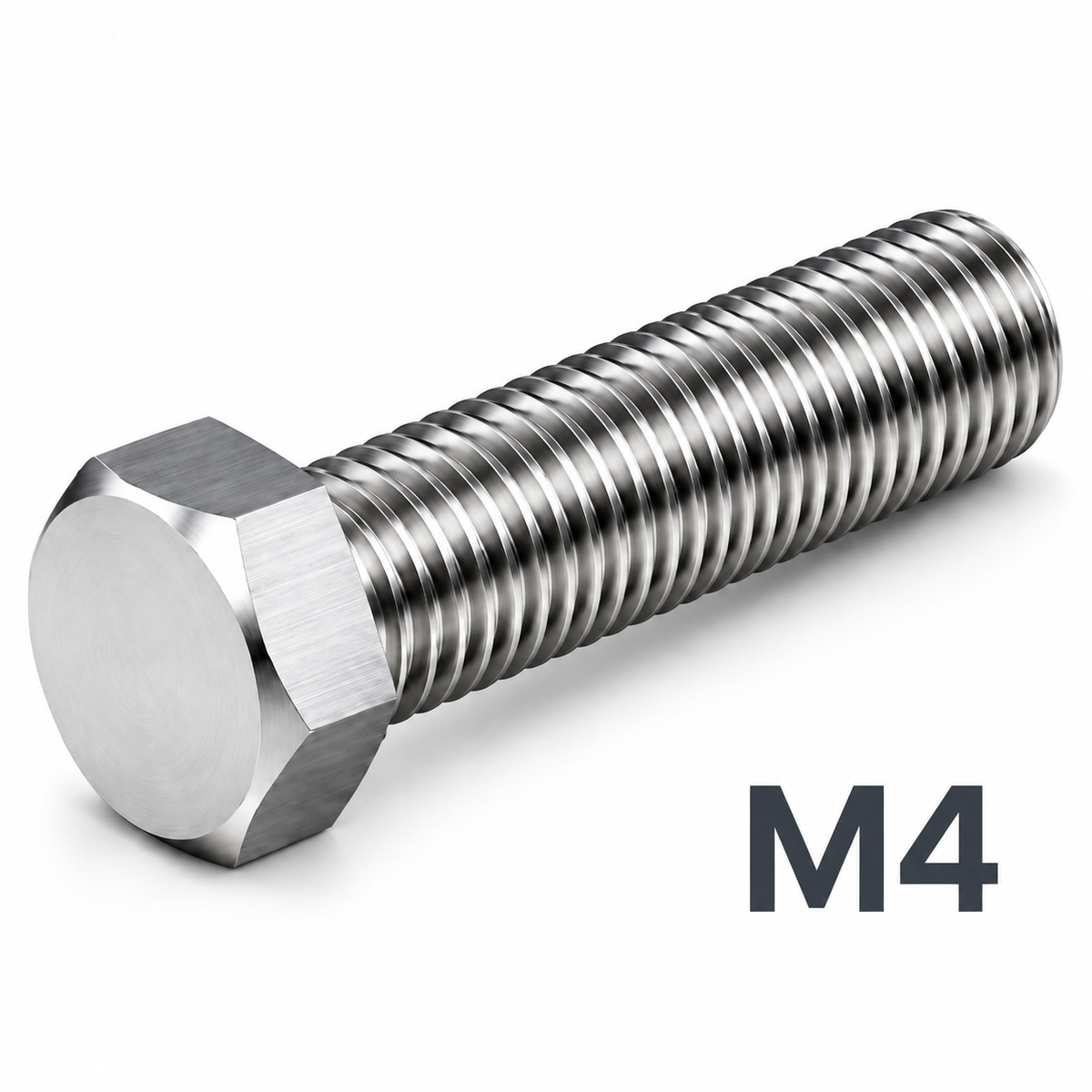 Lot de 100 vis à tête hexagonale en inox M4 × 20 mm pour travaux de fixation avec écrou, taraudage ou assemblage compatible.