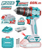Visseuse-perceuse sans fil TOTAL TIDLI20668 20V 66Nm – double batterie Li-Ion, mandrin auto-serrant, variateur vitesse, LED intégrée, poignée ergonomique
