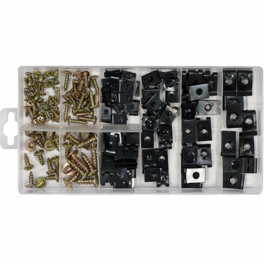 Assortiment 170 écrous et vis de carrosserie YATO YT-06780, galvanisé M3-M6, fixation automobile pro