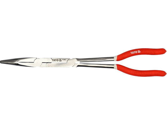 Pince à bec courbé YATO YT-20401, 330mm angle 45°, acier CrV 50 HRC, poli miroir, précision pro
