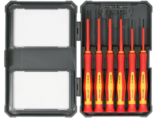 Set 6 tournevis de précision VDE YATO YT-28283, 1000V acier S2, plat & Phillips, électricien pro
