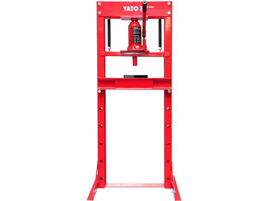 Presse hydraulique YATO YT-55580, 12 tonnes châssis H acier, 0-695mm, roulements silent-blocs atelier
