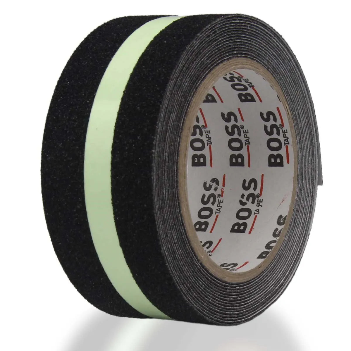 BOSS TAPE Ruban antidérapant adhésif Noir au sol pour escaliers avec bande réfléchissante vert fluorescent - SQES