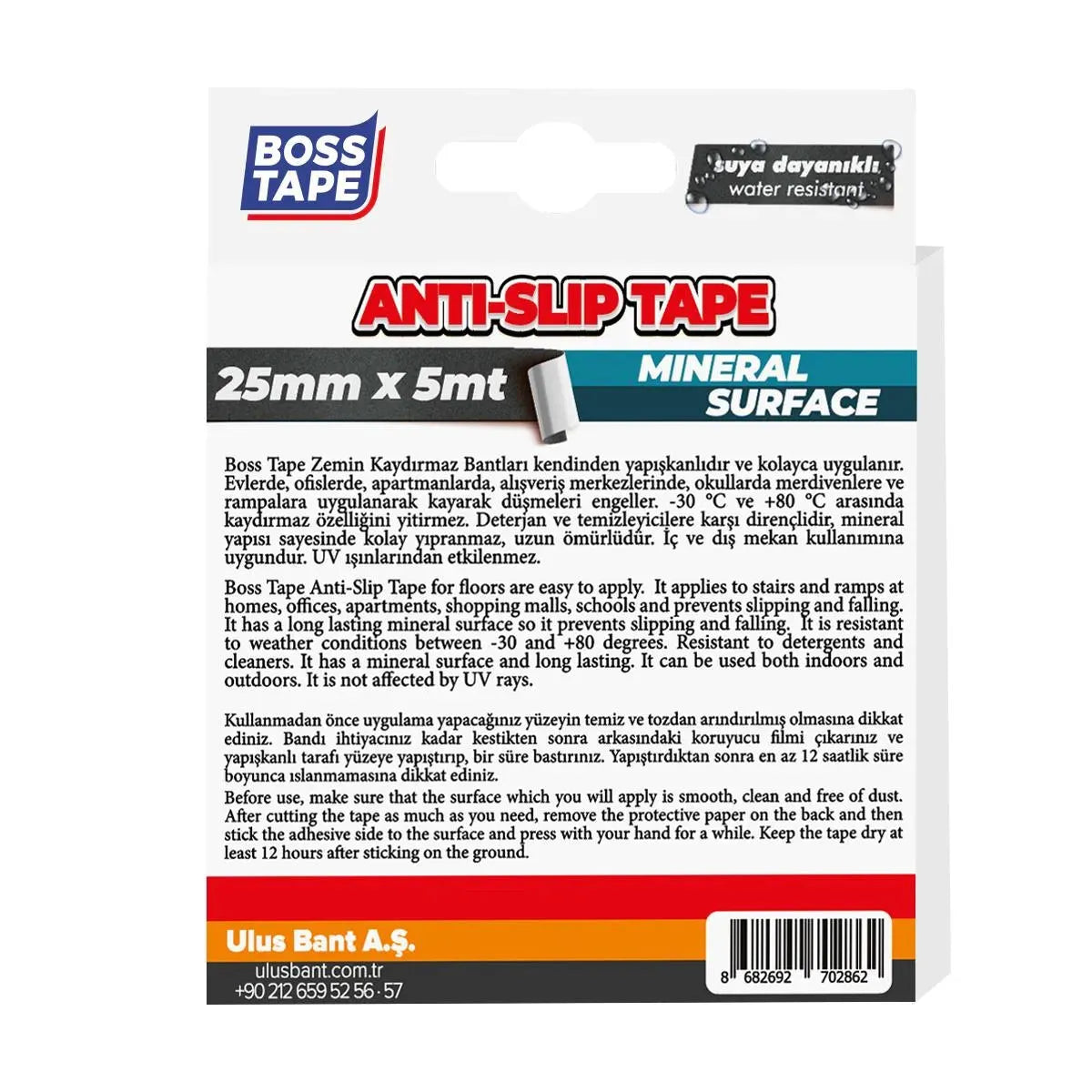 BOSS TAPE Ruban anti-dérapant adhésif au sol pour escaliers Noir 50mmx5m - SQES